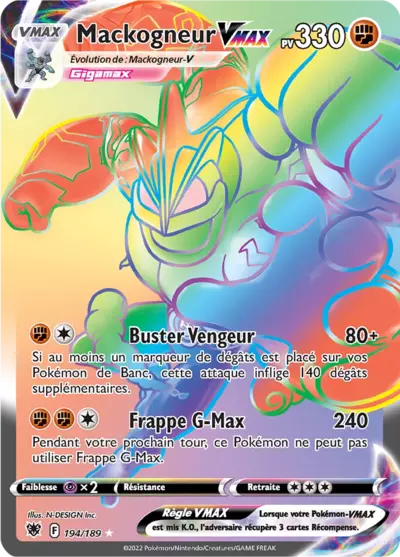 Mackogneur-VMAX 073/189 Carte Pokémon VMAX Ultra rare Holographique Neuve VF